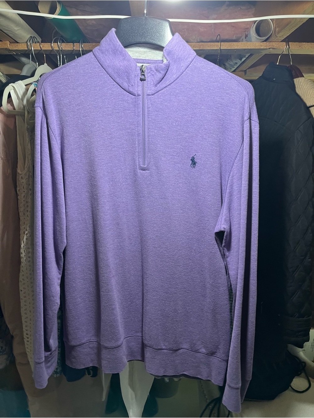 Polo by Ralph Lauren Purple Quarter-Zip Sweater
